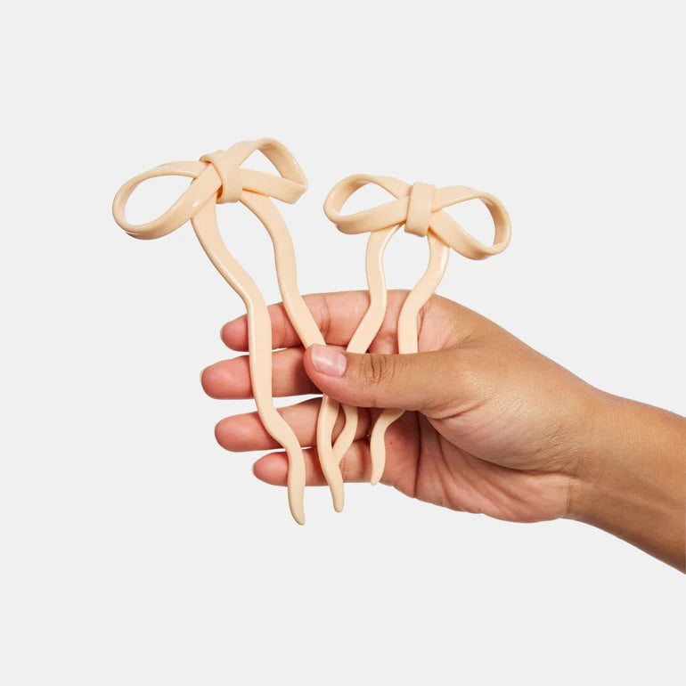 Bow Hair Pin in Crème