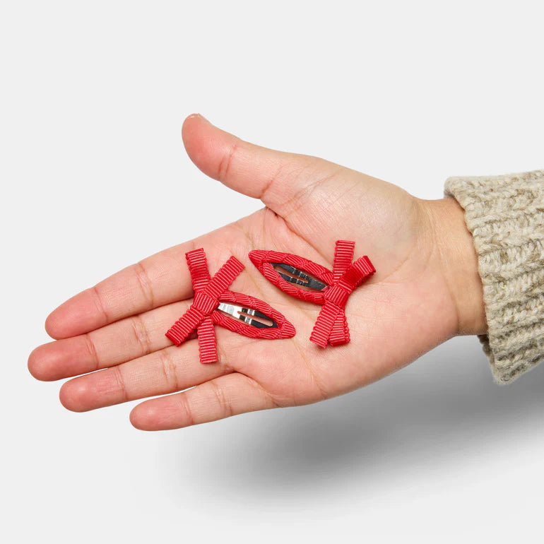 Red Bow Snap Clips