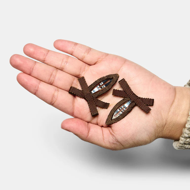Brown Bow Snap Clips