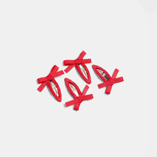 Red Bow Snap Clips